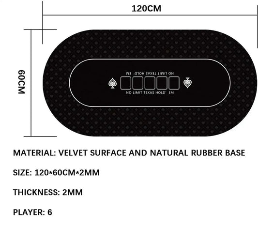 Premium Poker Table Mat – Texas Hold'em Style, 60x120cm, Anti-Slip Design